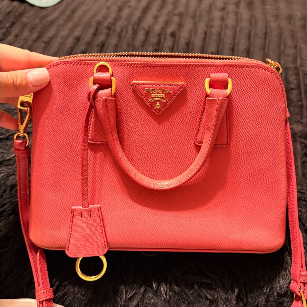 Prada Coral Mini Bag with Gold Accents